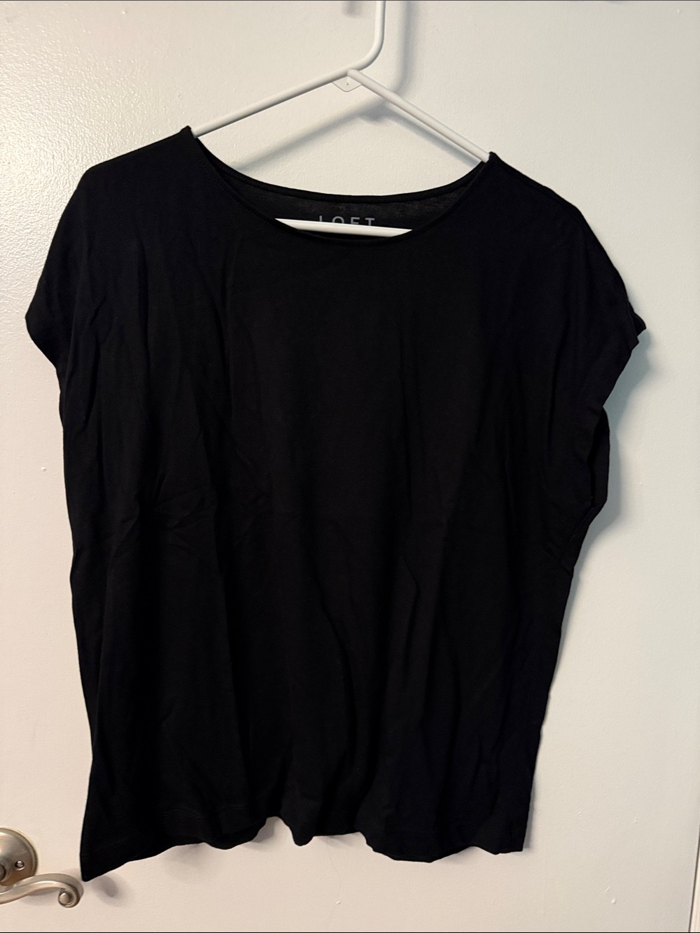 LOFT Black Relaxed Cap-Sleeve Tee